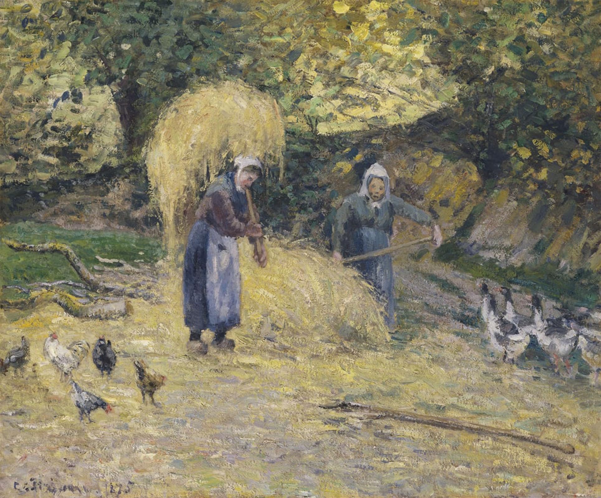 POSTERIIk Famous Animal Posters Vintage Picture Peasants Heaving Straw Montfoucault by Camille Jacob Pissarro Modern Wall Decor for Home Decor 60x90cm
