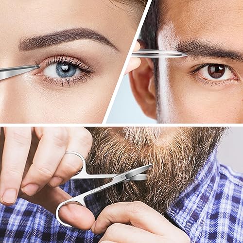 Miniatura 7 de MORGLES - Juego de pinzas y cortaúñas con estuche para hombres y mujeres, 9 pinzas profesionales de acero inoxidable sin huecos