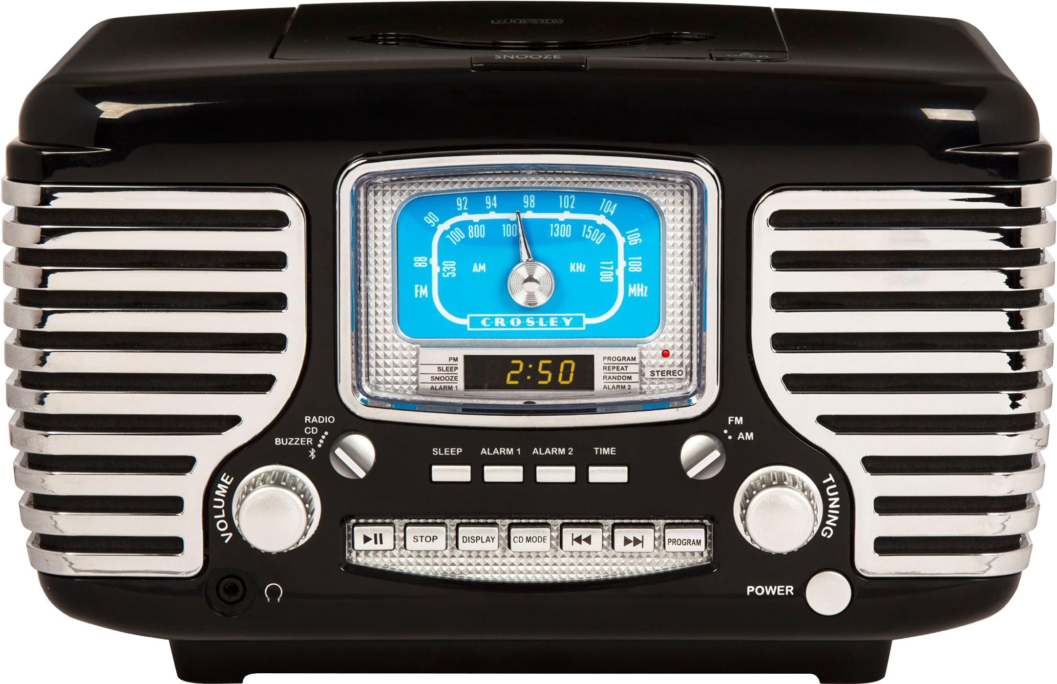 Amazon.com: Crosley CR612D-BK Corsair Retro Am/FM Dual Alarm Clock ...