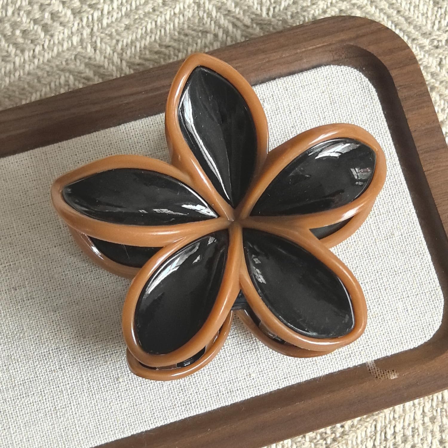 Frangipani Flower Hair Claws Non Slip 3.2" Color Assorted Hair Clips for Women Girls Medium Hair Accessories, Black