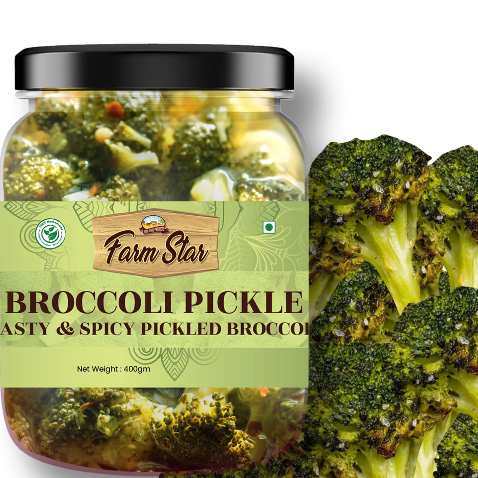 Farm Star Broccoli Pickle- Tasty&Spicy Pickled Broccoli(400Gm)