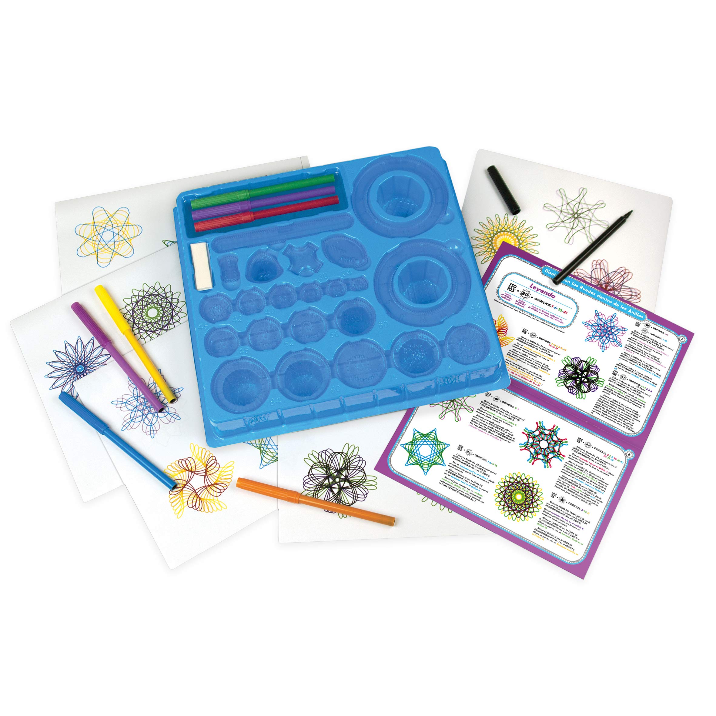 World Brands Spirograph Kinder - Spirograph Original | Spiral Designer | Mandala Schablone | Kreativ Set für Kinder | +30 Stücke | Spielzeug Ab 8 Jahre Mädchen Und Jungen