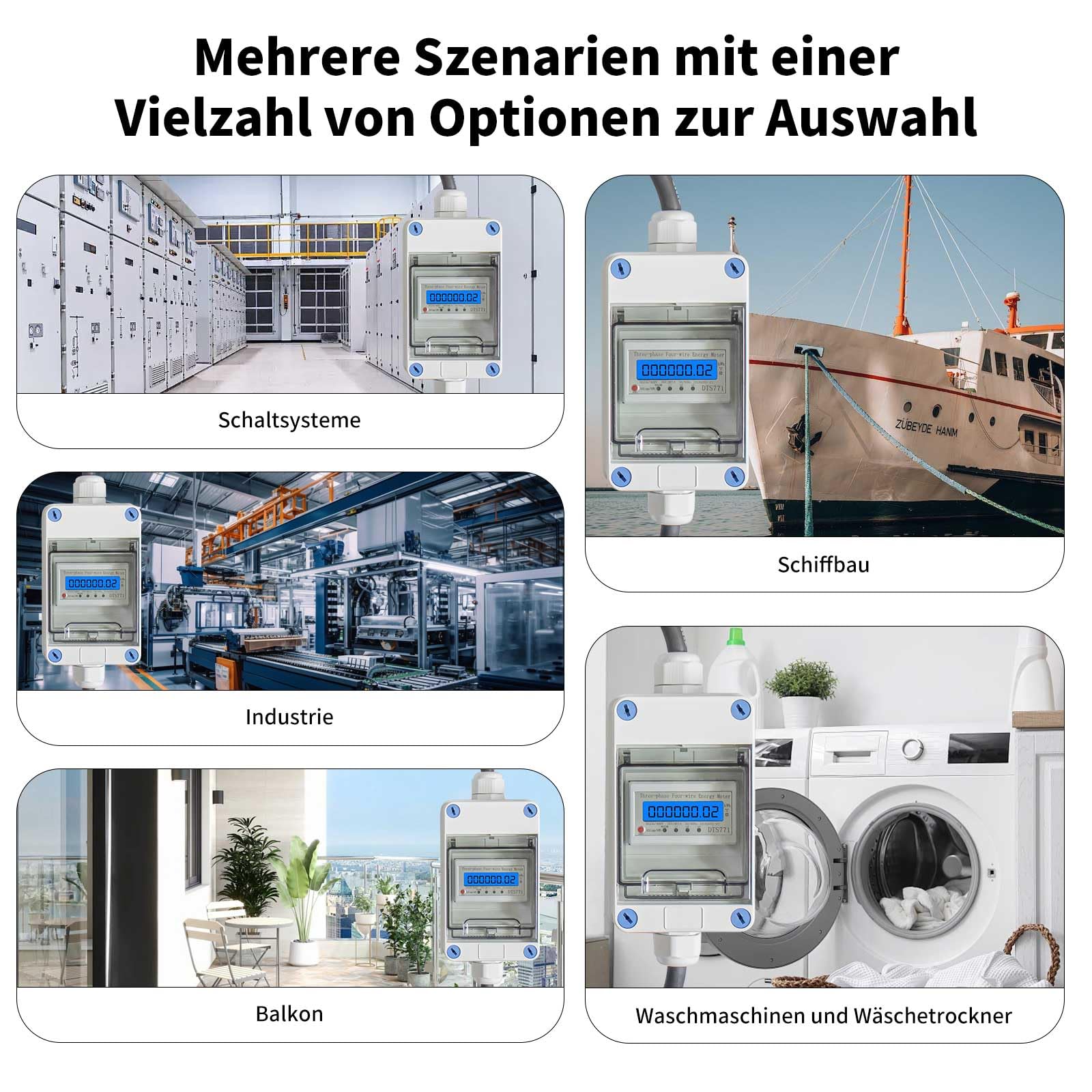 Mobiler Stromzähler 32A 3 Phasen 400V IP68 CEE Stecker Kupplung Zwischenzähler