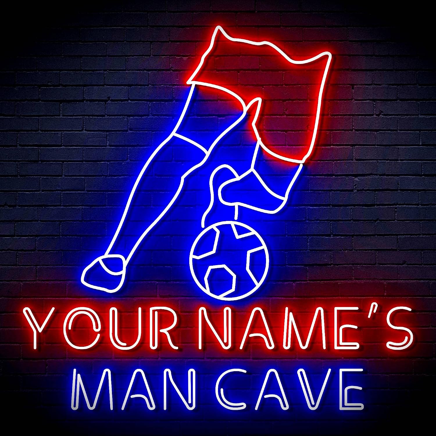 ADVPRO Soccer Man Cave Personalized Ultra-Bright LED Neon Sign - Blue & Red - st16s55-fn-q0005-tm-br