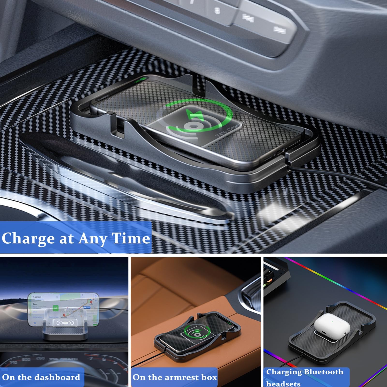 Supporto per Telefono da Auto per Porsche 918 Spyder 2013–2015 Hypercar Supporto Multifunzione per Telefono Antiscivolo Porta USB Lunga 1 m