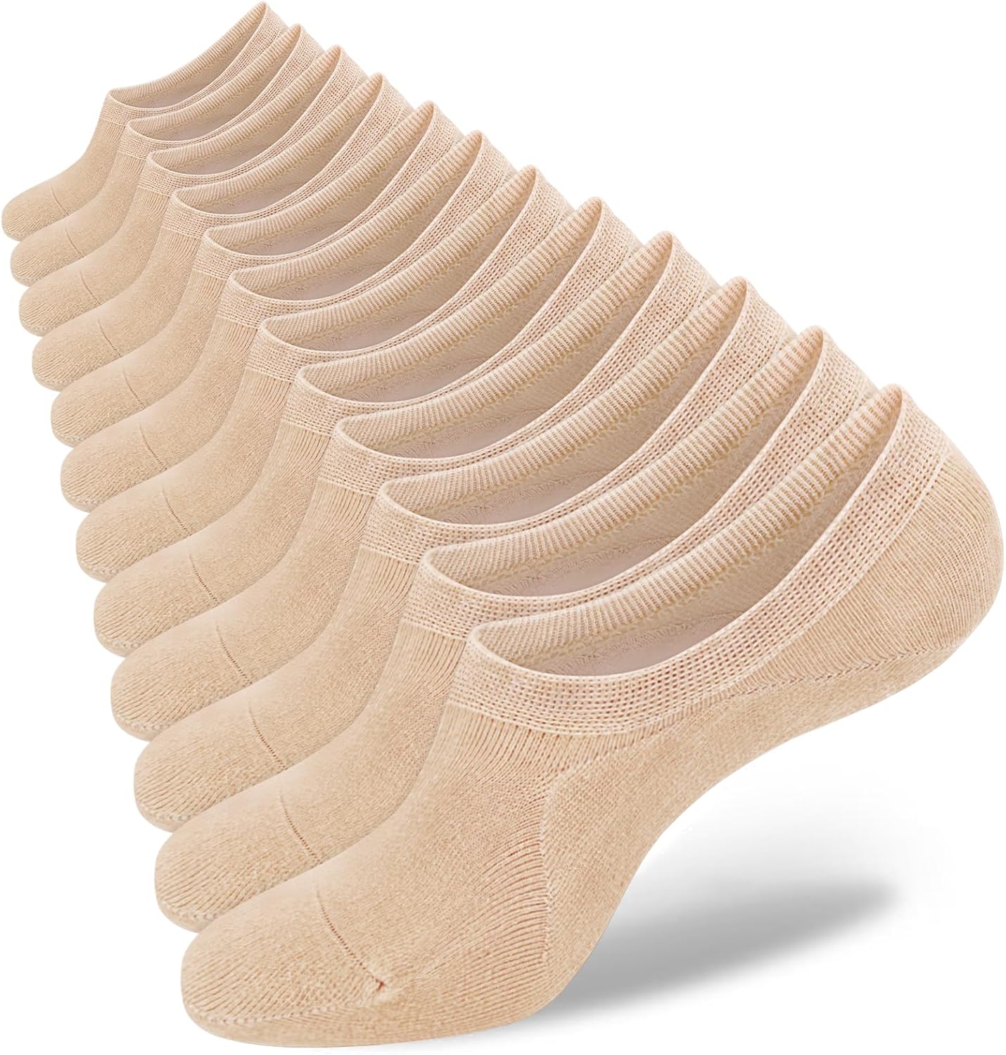 SIXDAYSOX Womens No Show Socks - 4-8 Pairs, Low Cut, Non-Slip, Invisible Cotton Liner