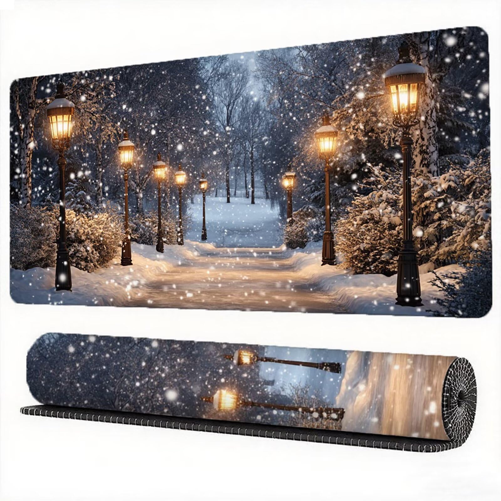 Podkładka pod mysz z płatkiem śniegu 1600 x 800 mm krajobraz podkładka pod mysz duża japońska podkładka pod mysz antypoślizgowa gumowa powierzchnia szwy na krawędziach mata biurkowa do dekoracji domu