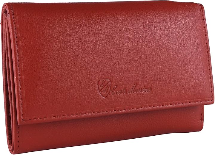 Conte massimo portafoglio per donna porta carte di credito in pelle rossa
