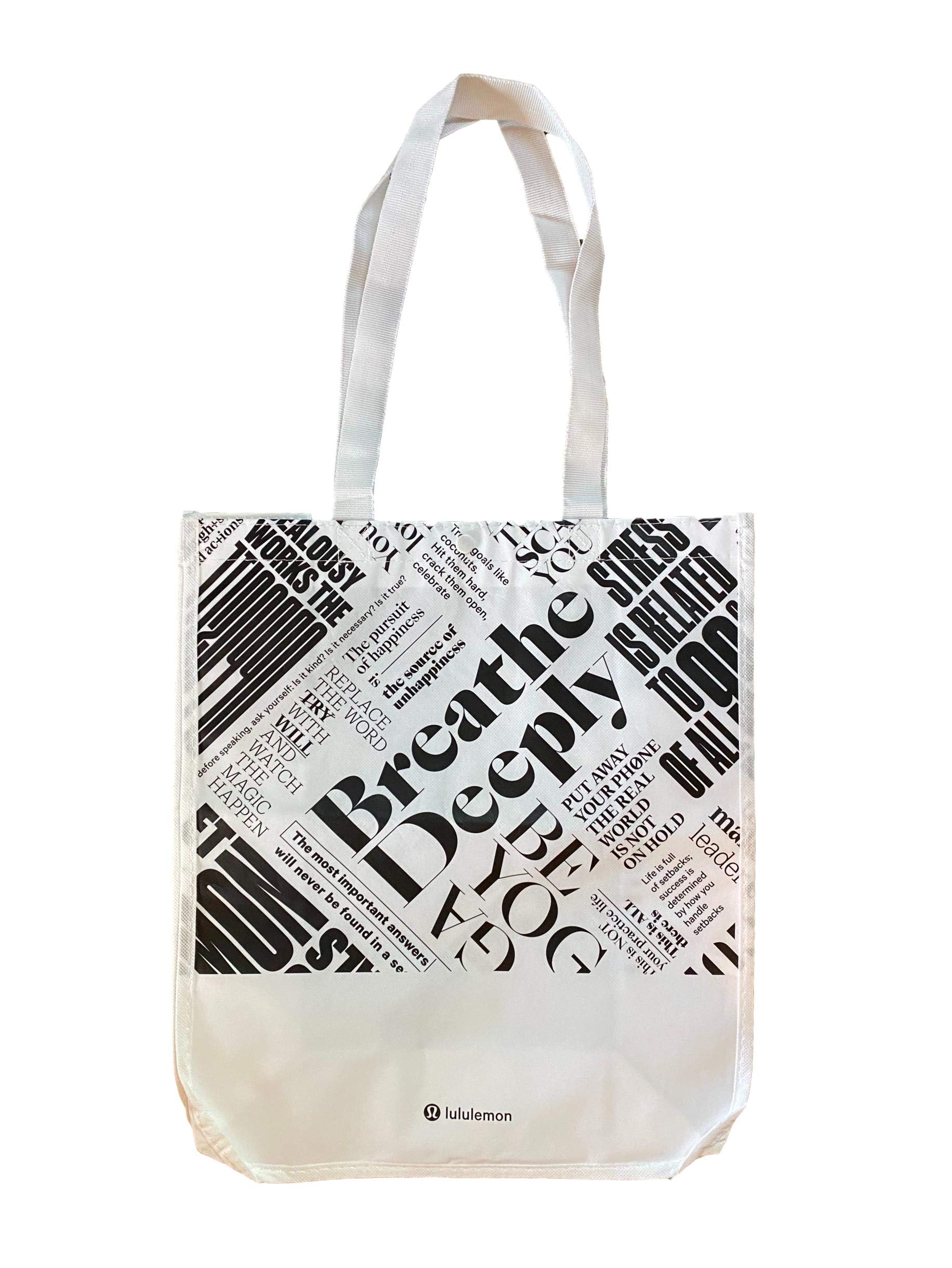 lululemon Medium LOVE Breathe Deeply Tote Bag Red Silver Black White (White/Black)