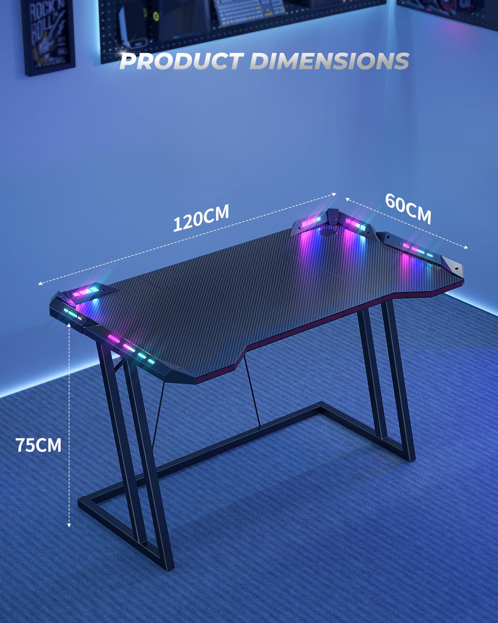 Eenvoudig K-vorm gaming-bureau Gamer-werkstation Computerbureau Gaming-tafel Ergonomisch PC-gaming-werkstation PC-bureau voor thuiskantoor met CPU-standaard BL 120 cm