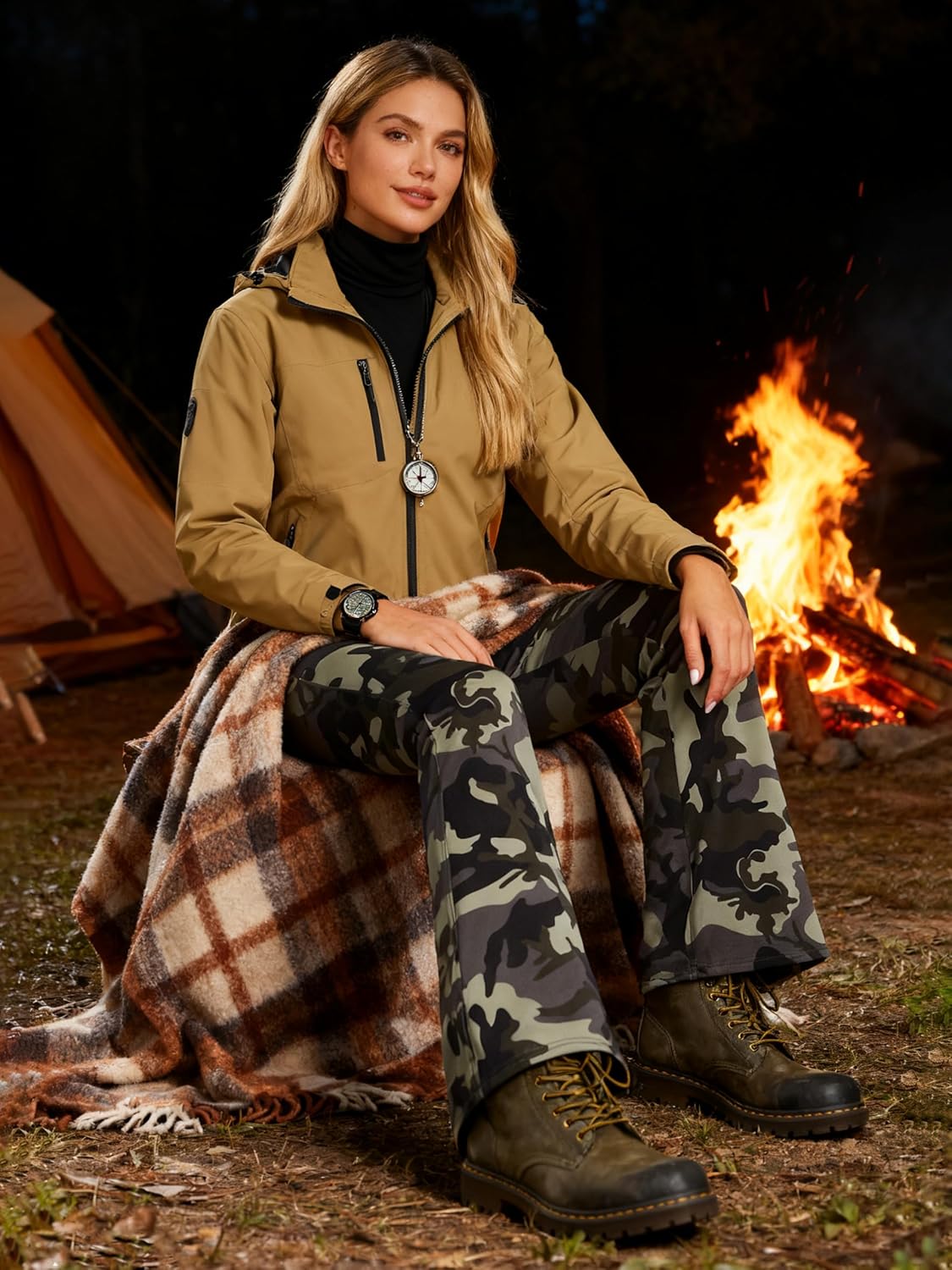 High Waisted Tummy Control Flare Leggings for Women Black Thermal Bootcut Yoga Pants Casual Sweatpants with Pockets - Image 6