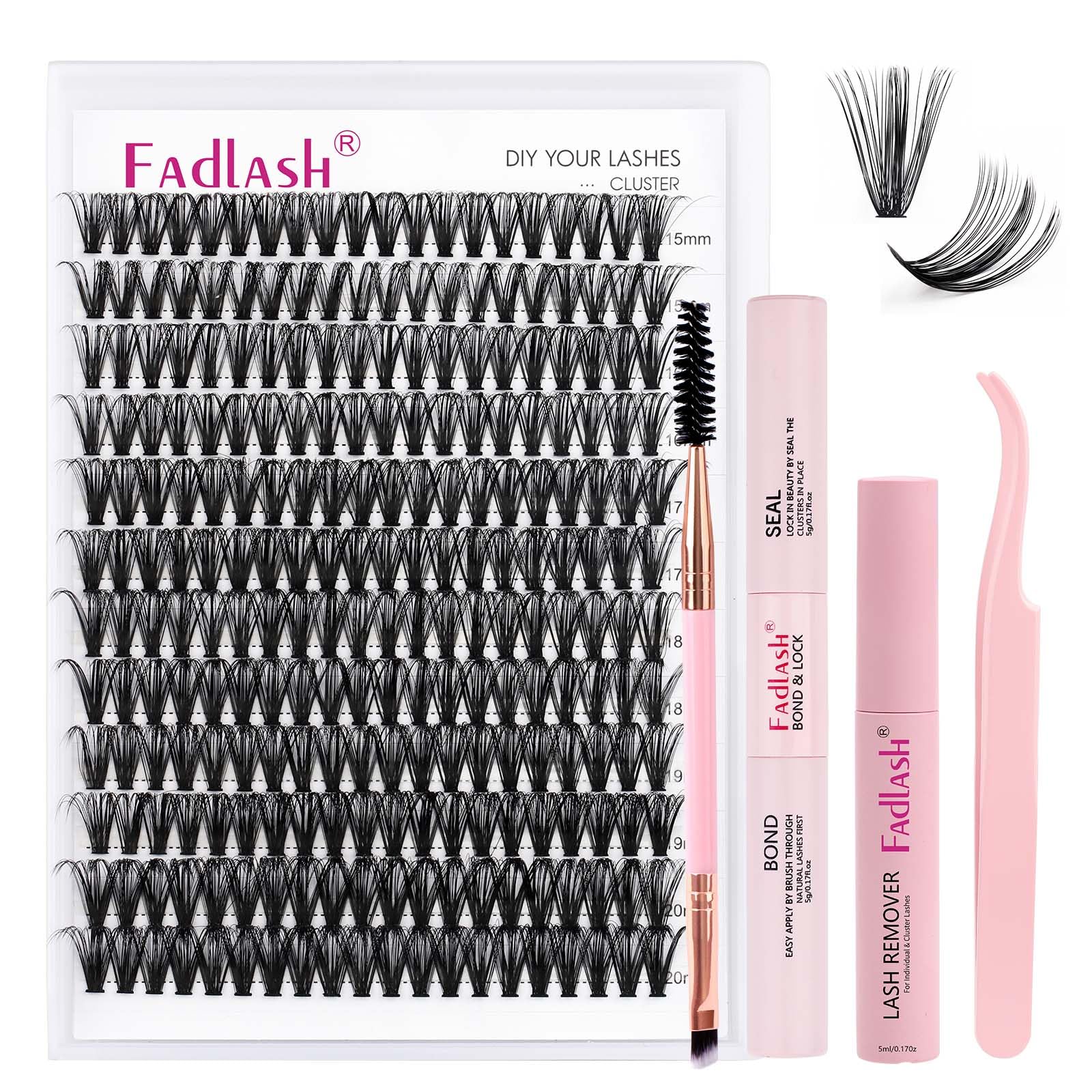 FADLASH 280pcs Extensiones Pestañas Postizas Individuales 40D Cluster Lashes 0.07mm Rizo D Mix 8-16mm Volumen Ruso Pestañas Racimo — view 133