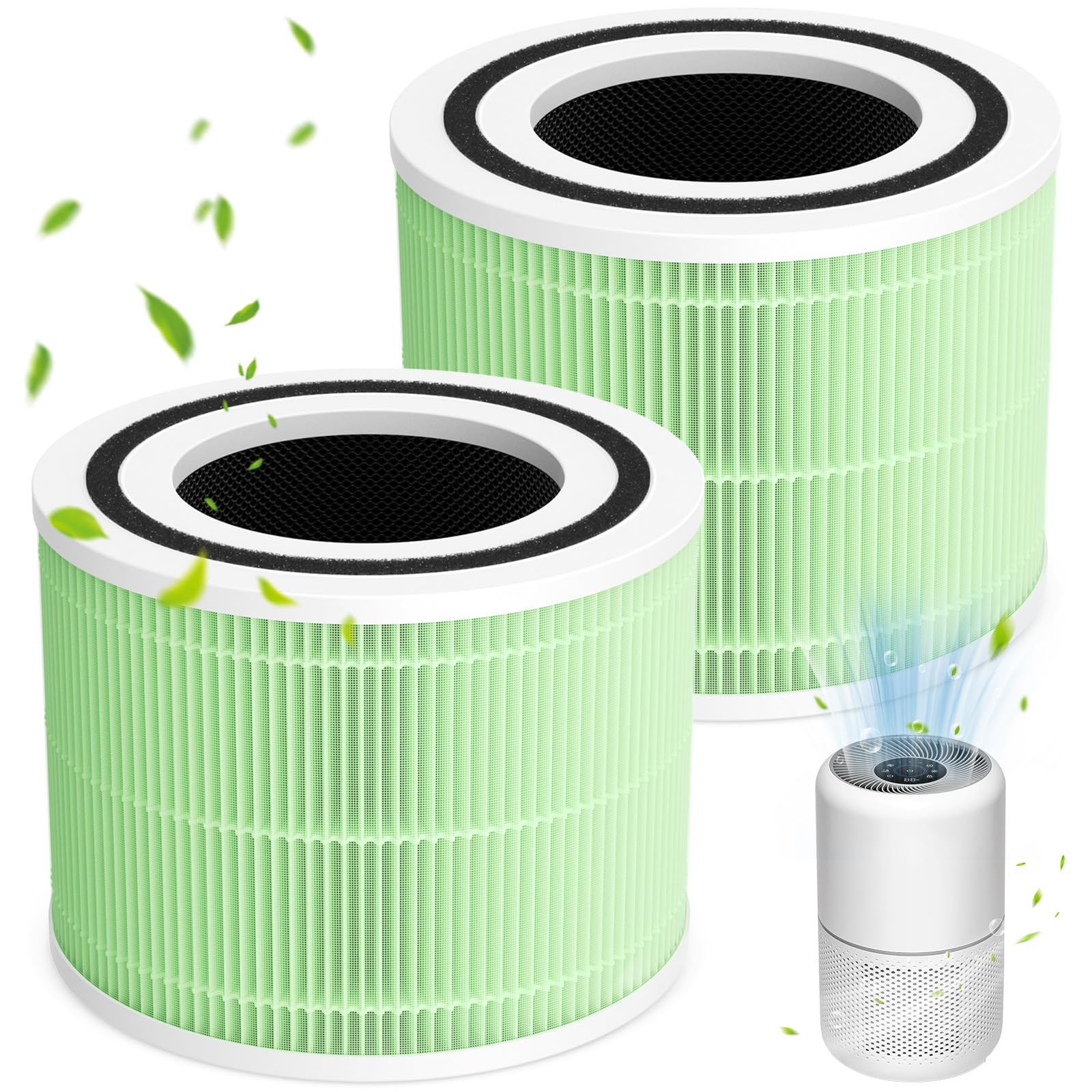 2 Stück Ersatzfilter für LEVOIT Core 300 / Core 300S Luftreiniger, 3-in-1 HEPA-Filter & Hocheffizienter Aktivkohlefilter & Vorfilter, Ersatz Core 300-RF Filter,für Allergiker Raucher