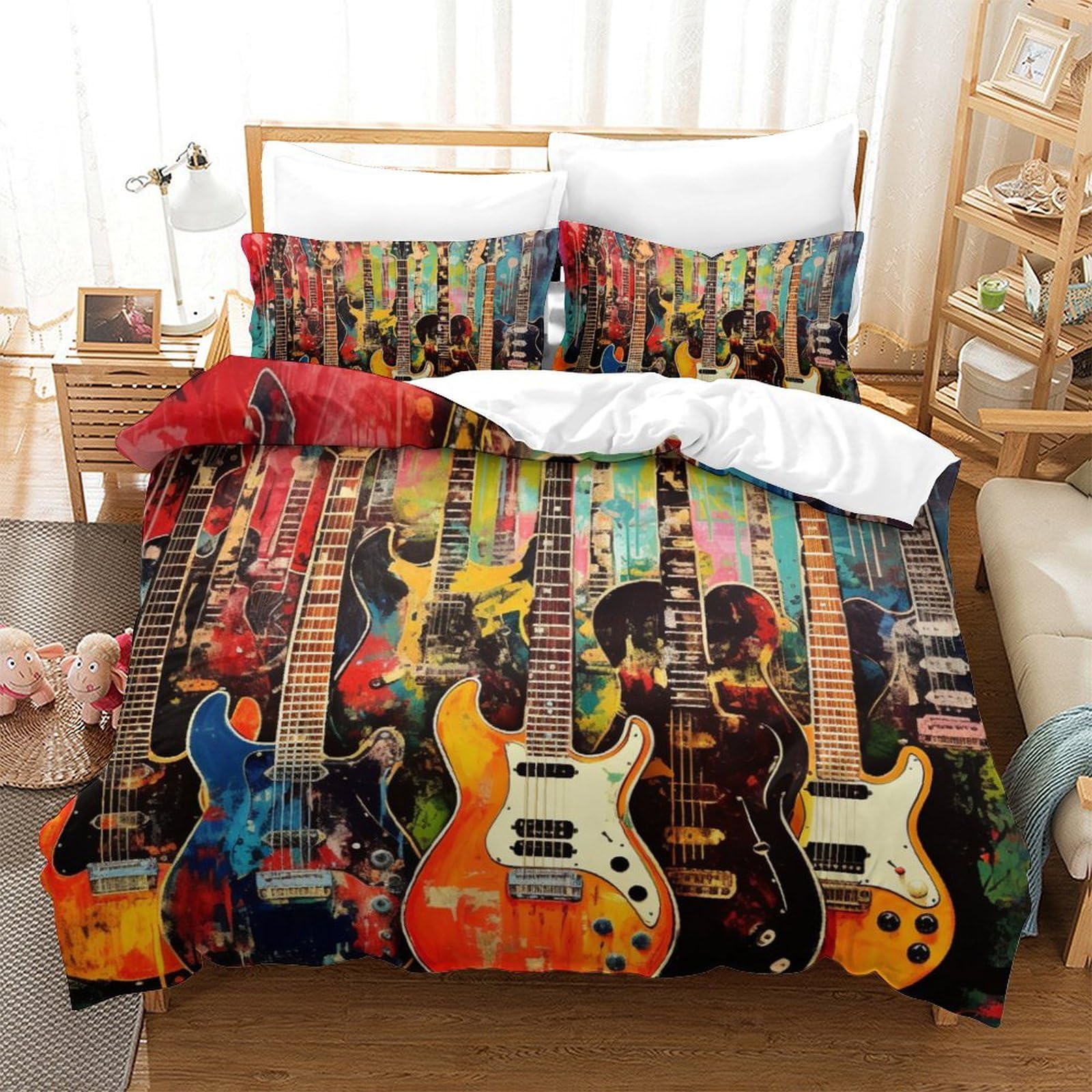 Housse de couette guitare imprimée 3D le cadeau idéal pour enfants et adolescents