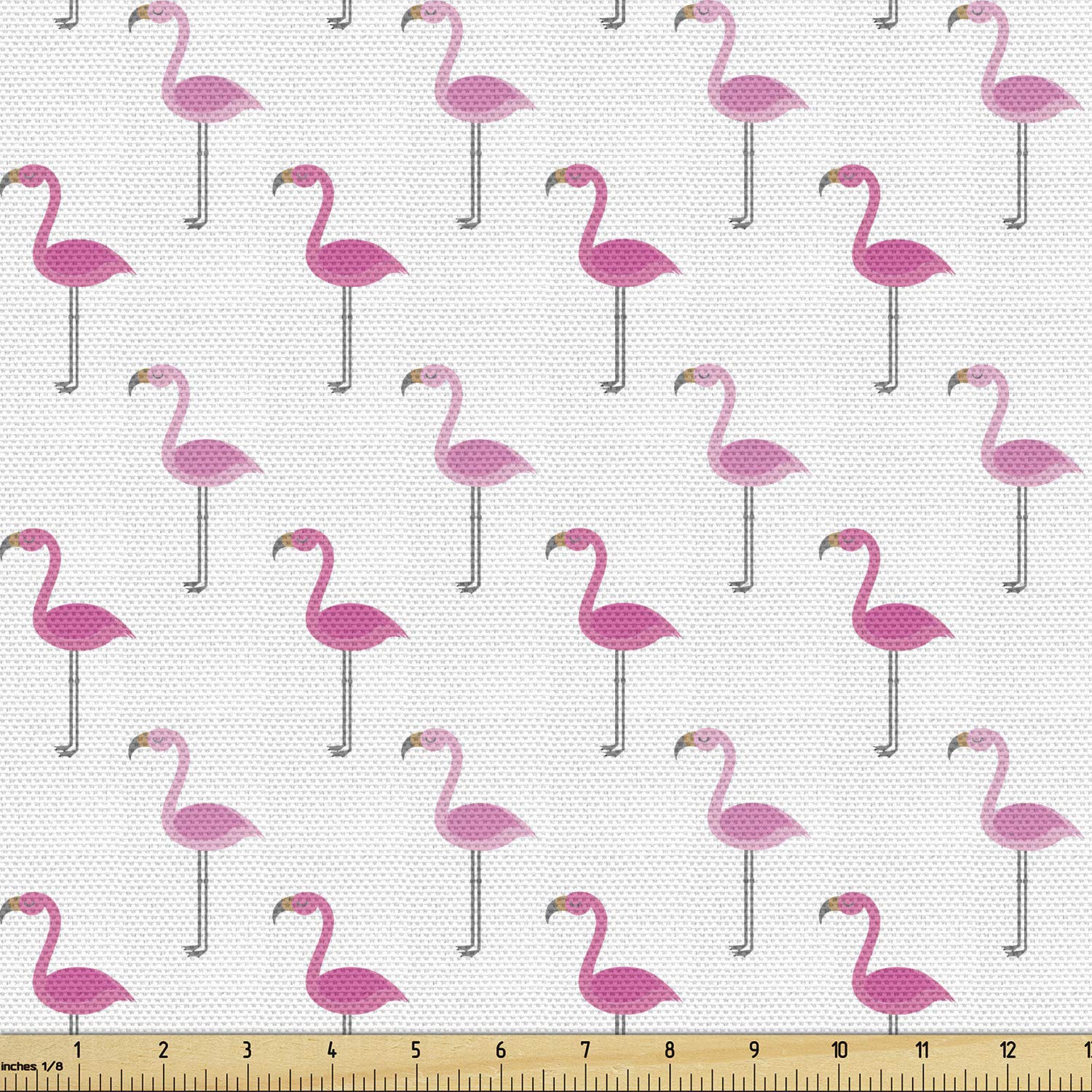 Ambesonne Flamingo Fabric by The Yard, Minimal Pattern of Exotic Birds Pattern Brazilian Animals Wildlife Cartoon, Decorative Fabric for Upholstery and Home Accents, 3 Yards, Pink White