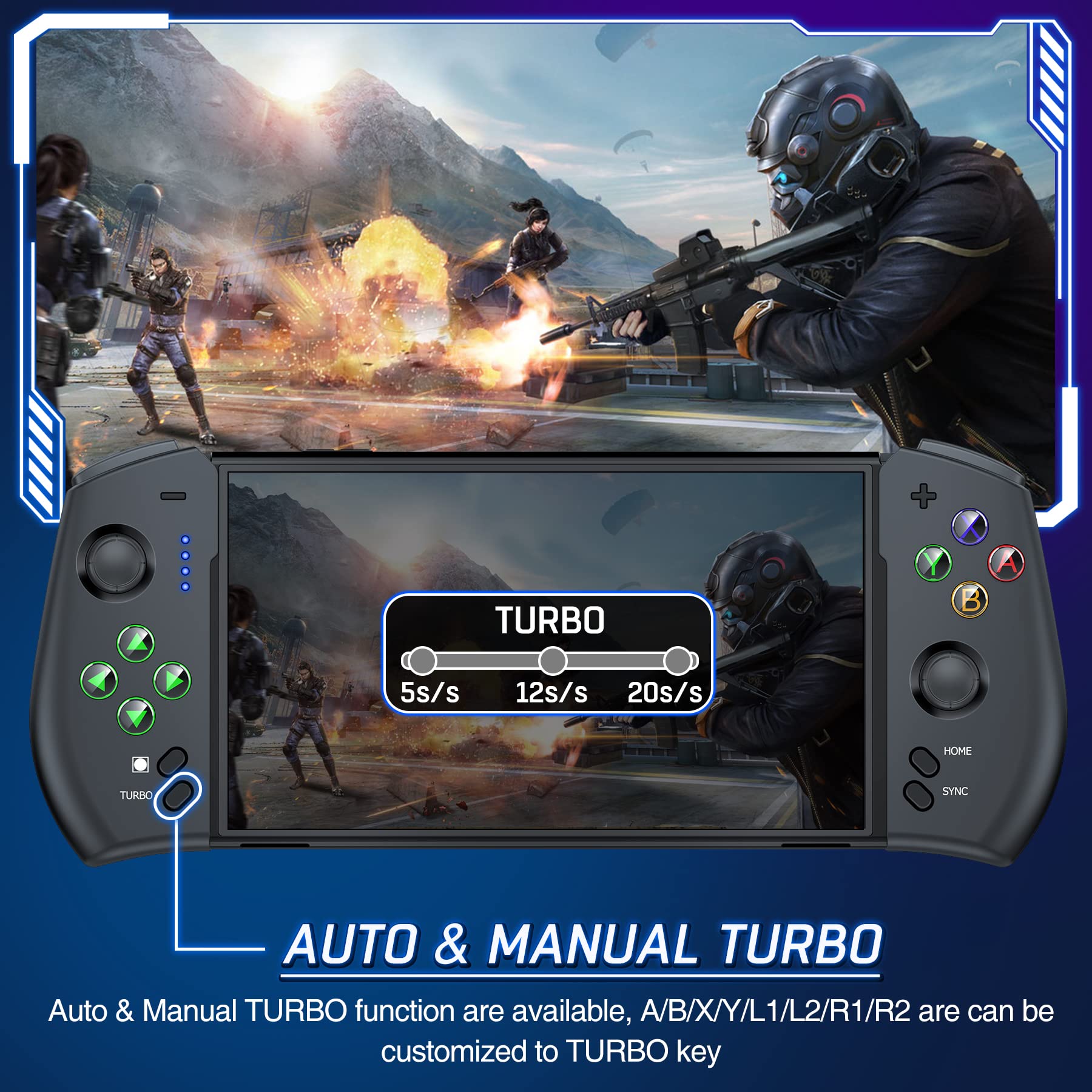 Gammeefy One-Piece Joypad Controller, Wireless Switch Controller for Switch/OLED with Buttons Lights, Switch Pro Controller is Ergonomically Designed with Turbo, One Click Connection Function