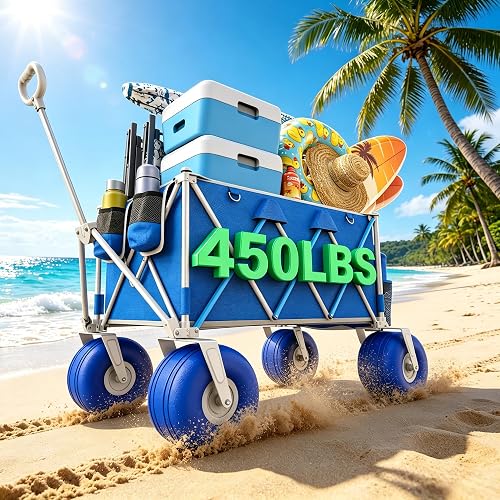 Beach Wagon with 10.5' Big Balloon Wheels for Sand