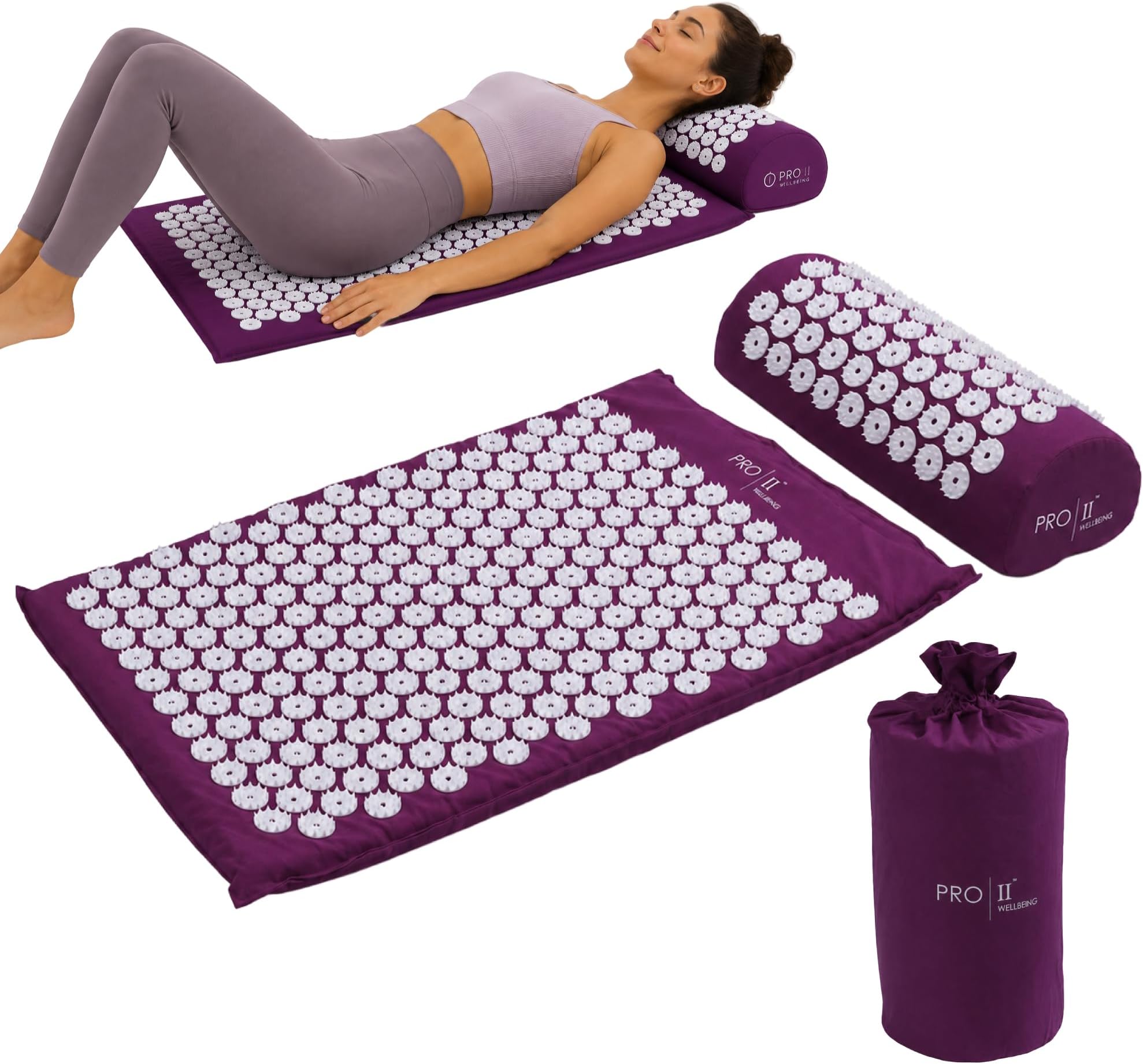 Acupressure Mat and Pillow Set with Carry Bag