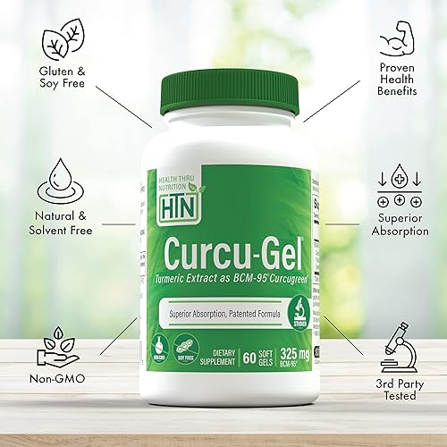 Miniatura 3 de Health Thru Nutrition Curcu-Gel 325mg BCM-95 Curcugreen Cúrcumina, alta absorción, respuesta saludable a la inflamación, clínicamente estudiado,