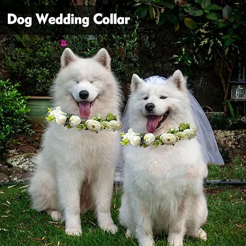 Miniatura 3 de Elegante collar de boda para perro con hermosas flores, collar de boda para perro, traje de boda, collar de perro para collar de perro de flores,