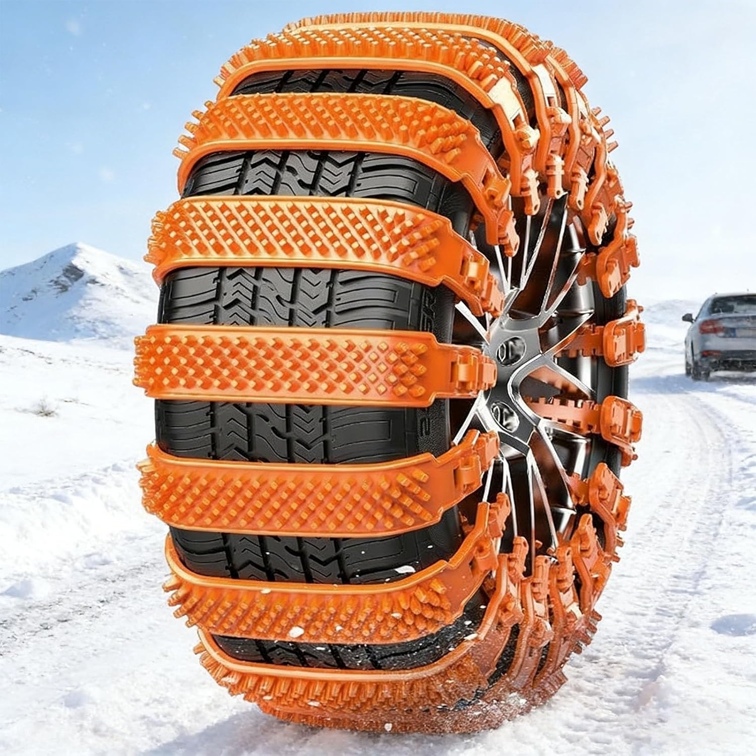 Snow Chains, Tire Chains, Passenger Car Snow Chains, Reusable, Suitable For Use On Snow, Mud, Slopes, And Fits Tires With A Width Of 165-275mm(Orange,Pack of 12)
