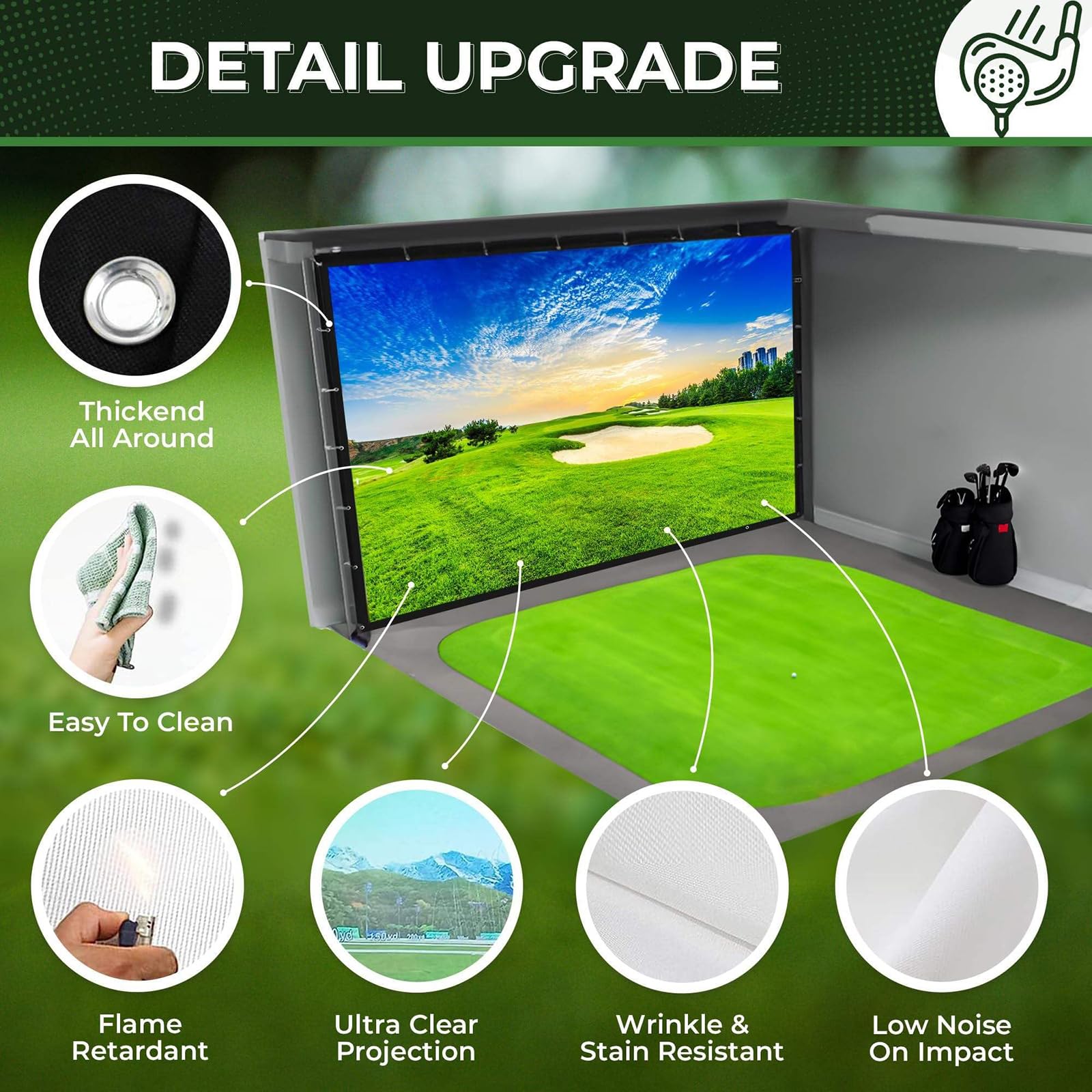 Golf Impact Screen Projection Screen for Indoor And Outdoor Golf Training - Thickened Bulletproof Anti-Impact Projection Cloth Target Cloth