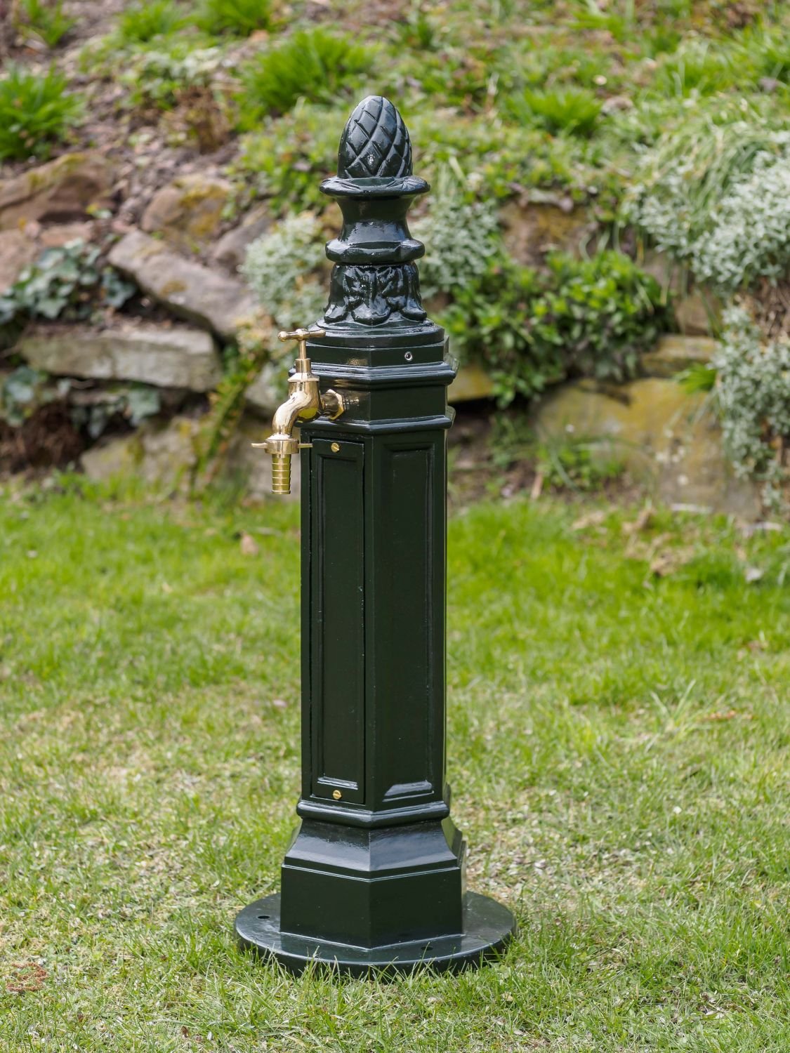 Standbrunnen 95cm Waschbecken Garten Alu grün antik Stil Brunnen Waschplatz