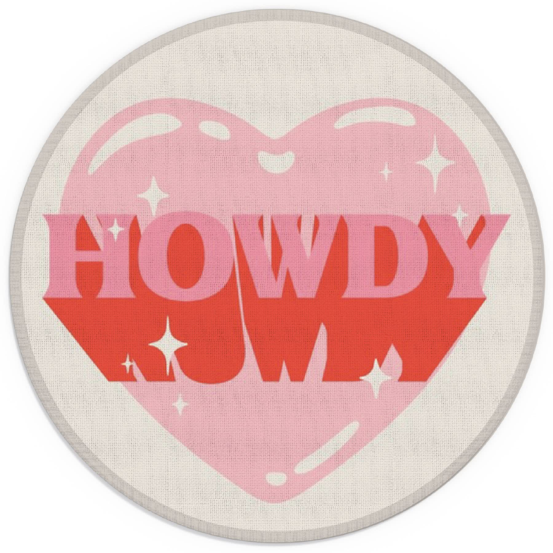Howdy Pink Big Heart Pink Preppy Small Mouse Pad 7.9x7.9 Inches,Washable Round Cloth Mousepad for Office Laptop Computer,Non-Slip Rubber Base Mouse
