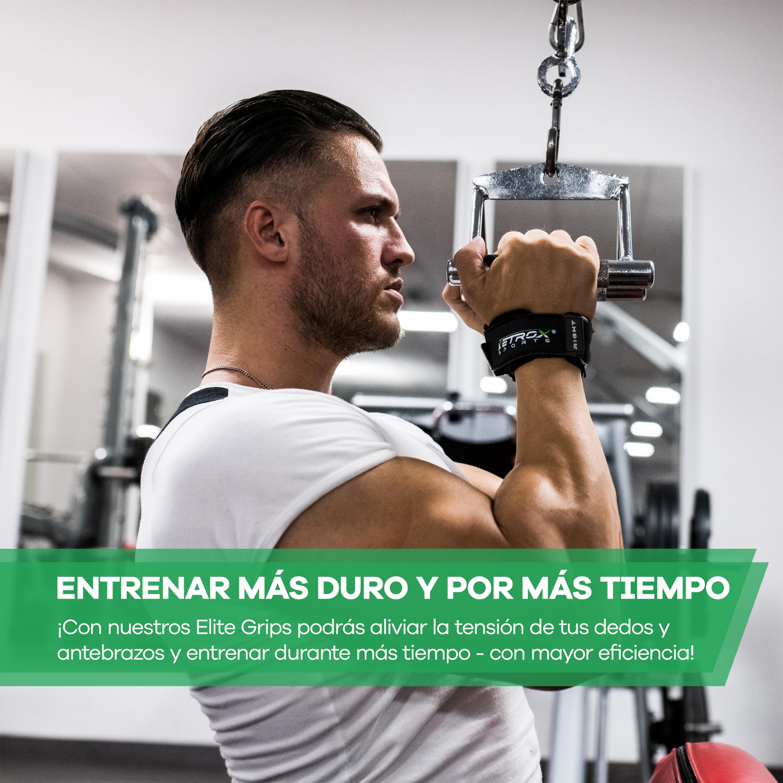 NetroxSports Hyper Grips - Lifting Straps Powerlifting - Levantamiento de Pesas - Correas - Agarres para Gym - Agarraderas Gimnasio - Peso Muerto (nego, M, Hyper Grips)