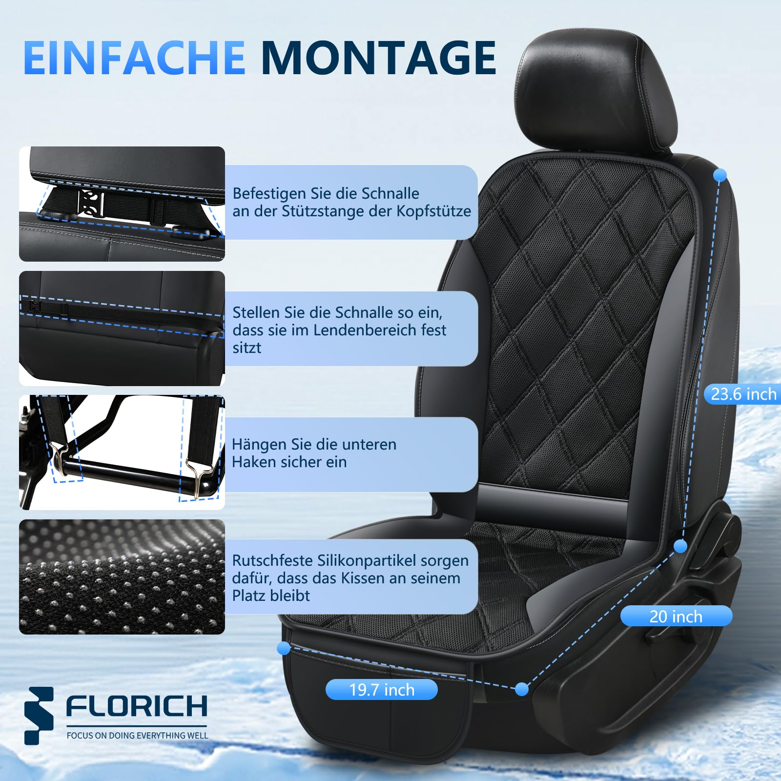 FLORICH Coprisedili per l'estate con Ventilatori Turbo, Imbottitura Traspirante a 3 Velocità, Modello Universale per Auto, SUV, Camion e Furgoni