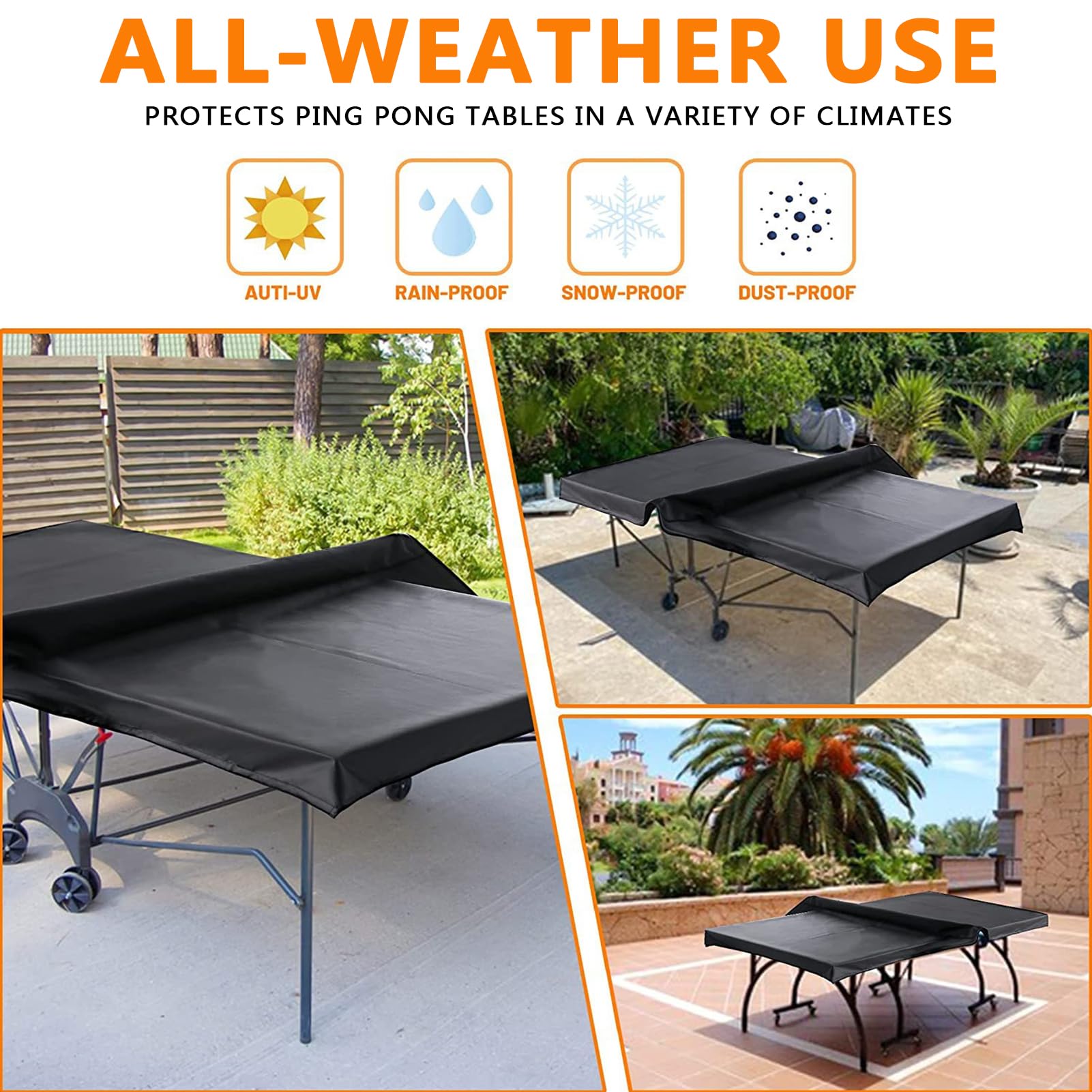 Copertura per Tavolo da Ping Pong | Impermeabile Anti-UV Oxford Copertura Ping Pong | Copertura Tavolo da Ping Pong Pieghevole Outdoor Interno