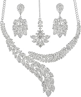 新しい。Touchstone Indian Bollywoodペイズリー/スカーフホワイトクリスタルジュエリーネックレスで設定シルバートーンの女性