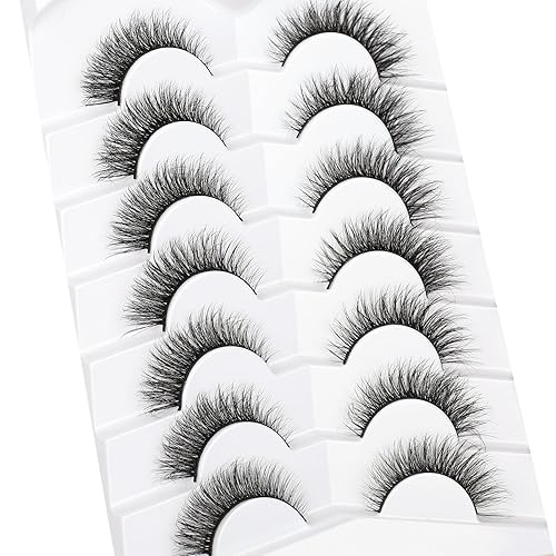Miniatura 208 de Pooplunch Pestañas postizas de pelo de visón sintético, estilo de ojo de gato, paquete de pestañas postizas naturales esponjosas, paquete múltiple