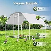 Vista 5 de Gallineros grandes de metal para gallineros de 10/6 gallineros, jaula de aves de corral para patio con cubierta impermeable y anti-UV bolígrafos