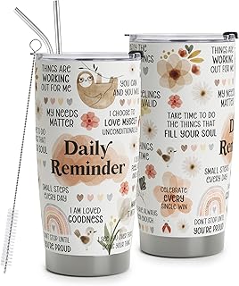 Positive Daily Affirmations For Women - Positive Thoughts Travel Mug - Inspirational Gifts - Mental Health Gift - Stainless Steel Tumbler 20oz