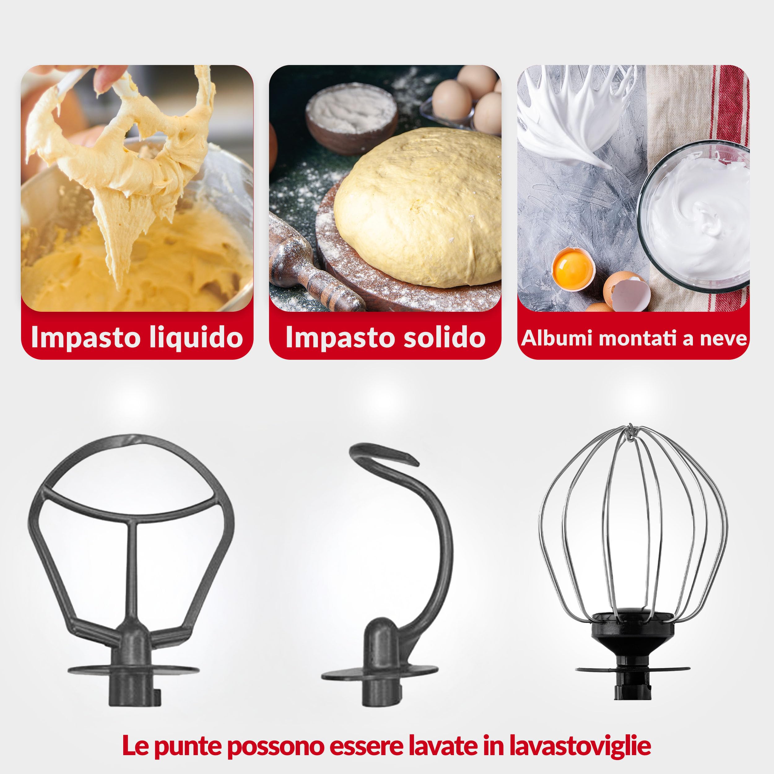 Lehmann Robot da Cucina Universale 3 in 1 Set | Mescolatore con Sistema di Agitazione Planetaria | Robot Multifunzione con Tritacarne | Con Spremiagrumi da 1,5 L e Ciotola in Acciaio Inox da 5 L