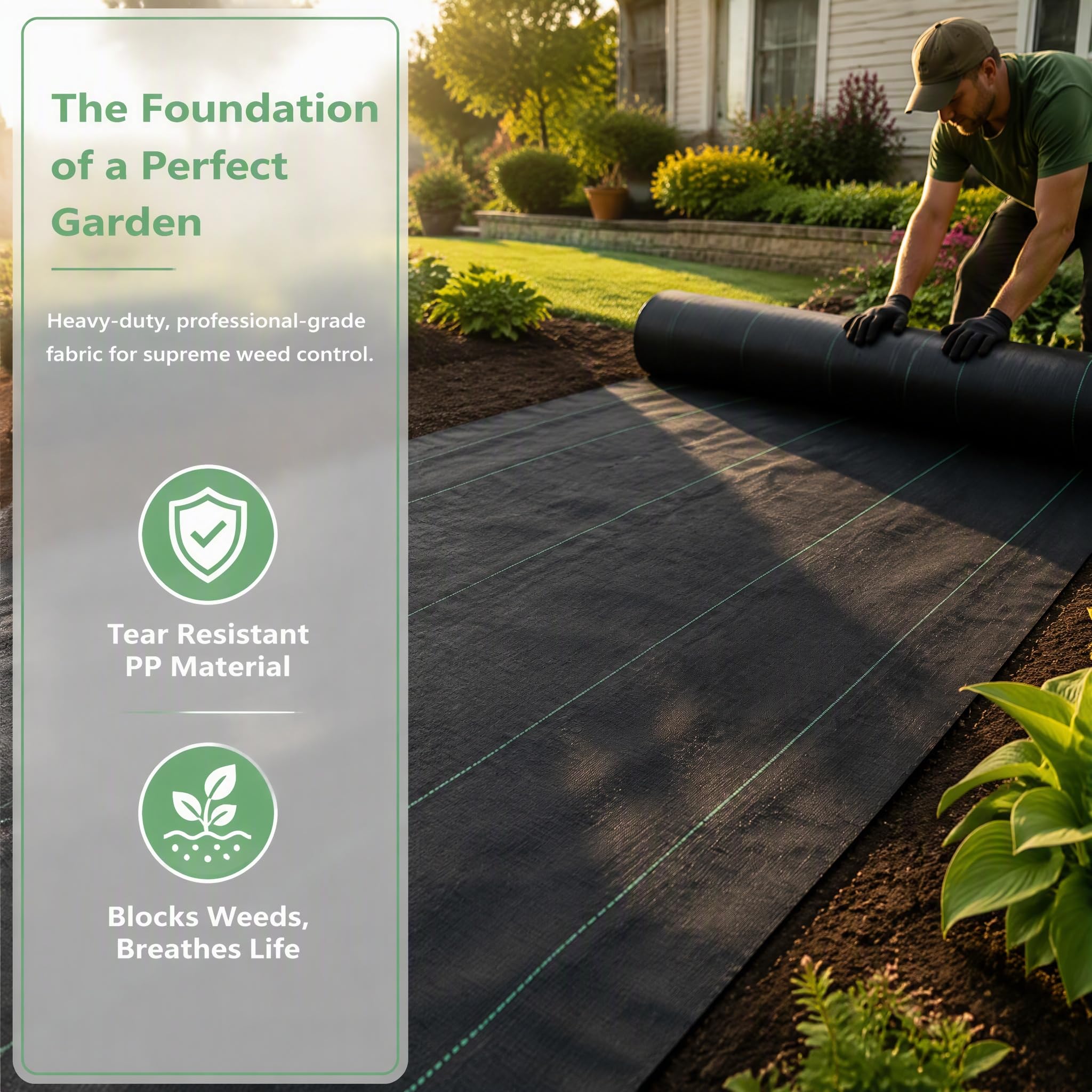 Telo Pacciamatura 2m x 50m, Telo Anti Erbacce per Orto Giardino, 70 g/m²