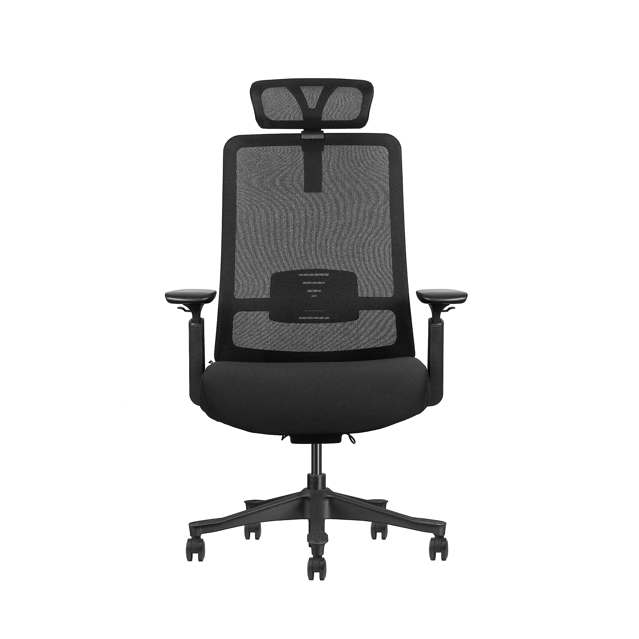 Prowork Akira Office Chair, Standard Office Chair with a curved soothing headrest and professional neck support 3D Adjustable Armrest | Ergonomic design | Soft Polyurethane seat pad (Black)