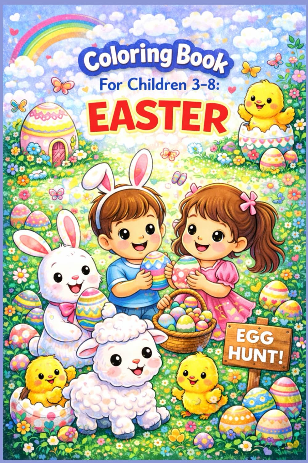 Coloring Book For Children 3-8: EASTER.: Cute and Fun Easter Coloring Pages with Bunnies, Eggs and Spring Joy