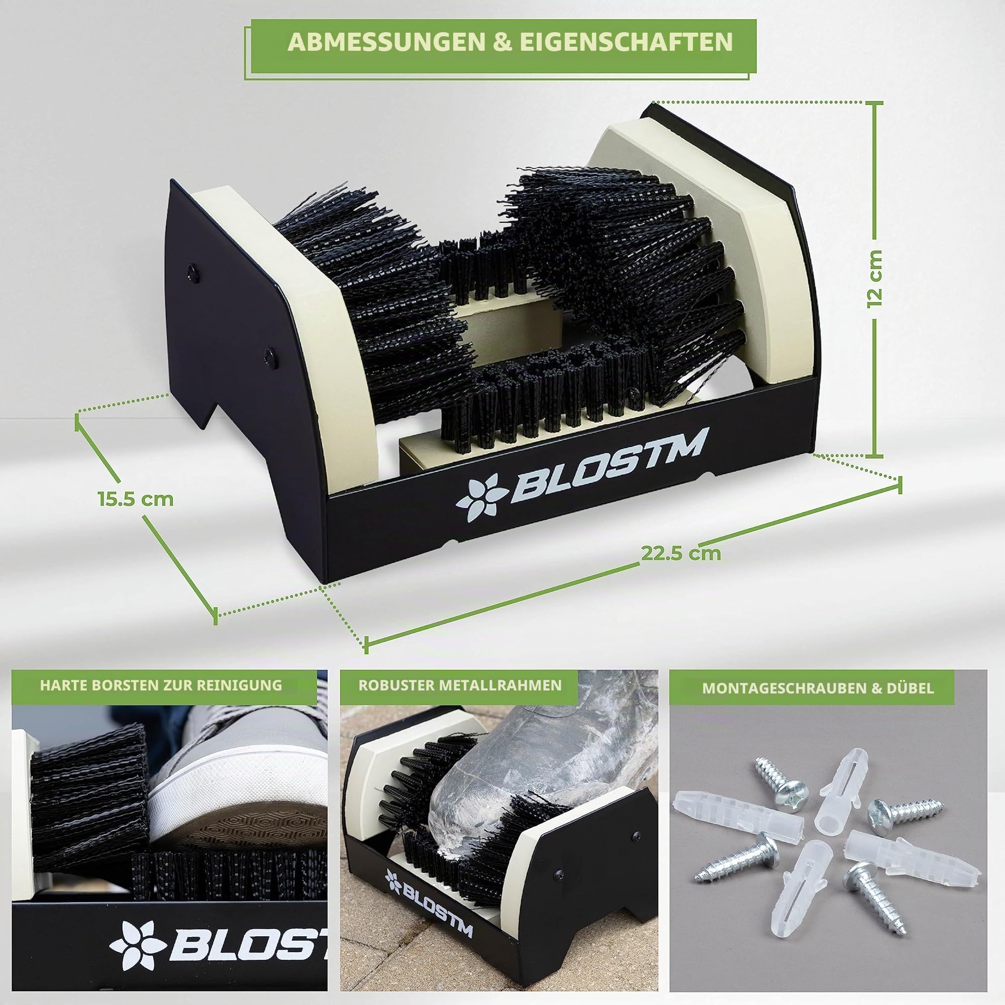 BLOSTM Schuhbürste - Metall Outdoor Schuhabstreifer Aussen Bürsten mit Steifen Borsten zu Entfernen Erde & Schlamm - Schuh Bürste Stiefelreiniger für alle Schuhe, Gummistiefel, Stiefel