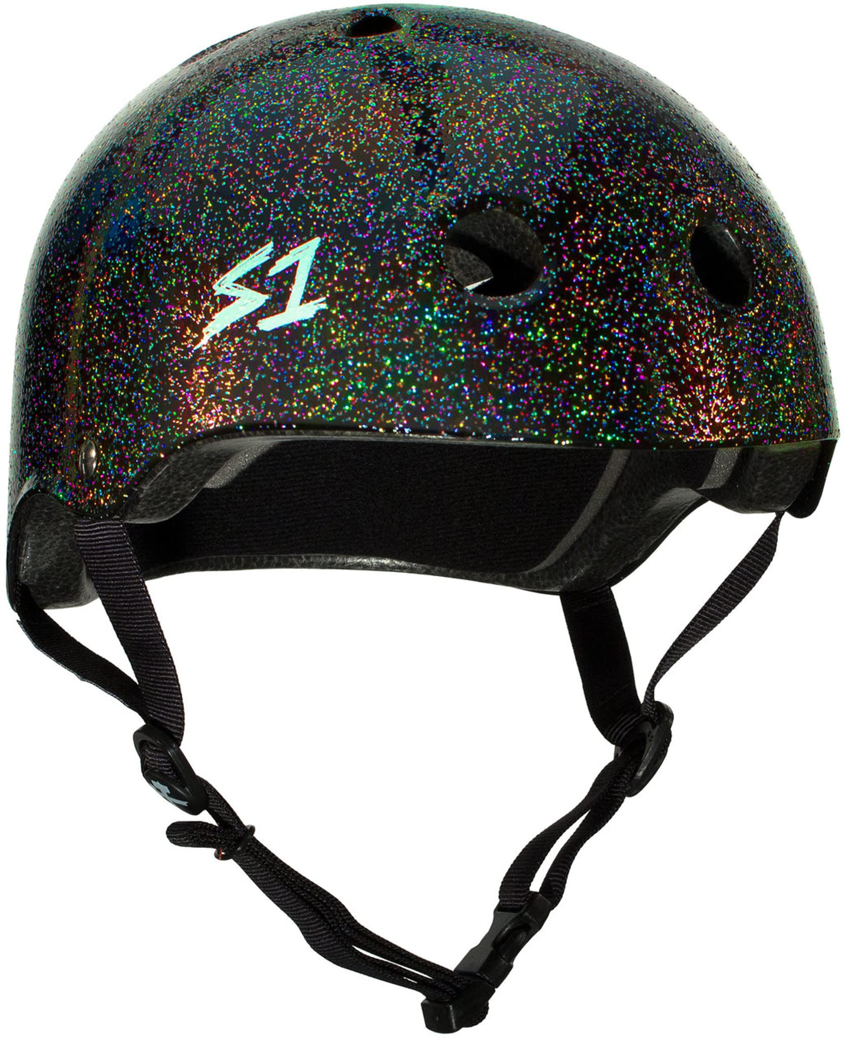 S1 Lifer Helmet for Skateboarding, BMX, and Roller Skating - EPS Fusion Foam, CPSC & ASTM Certified - Black Gloss Glitter X-Small (52.1 cm)