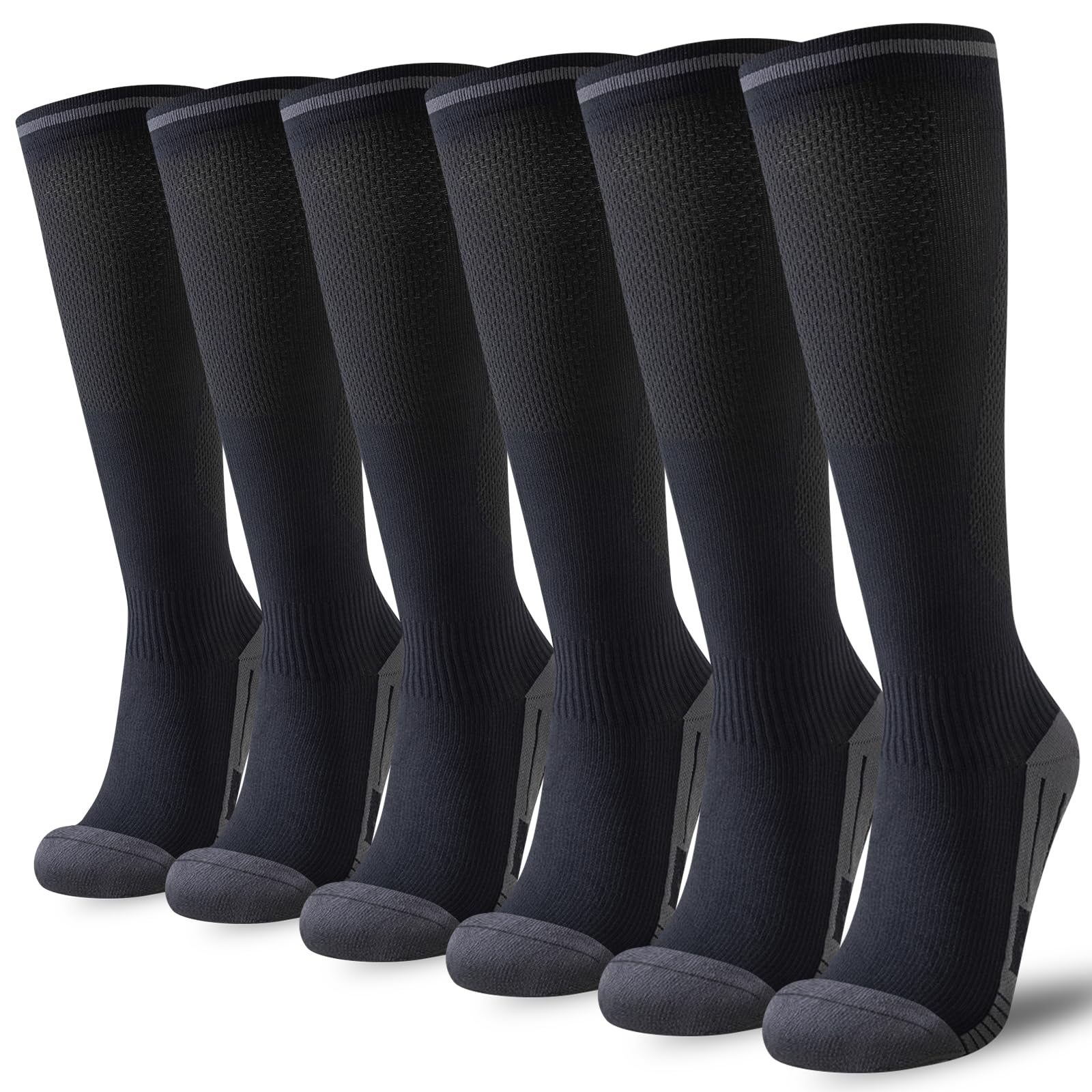 Compression Socks for Women Men (20-30mmHg), 3 Pairs Flight Socks Unisex, Travel Sock Compression Stockings Fit Running, Football, Flying, Medical, Prevent Varicose Veins, Promote Circulation