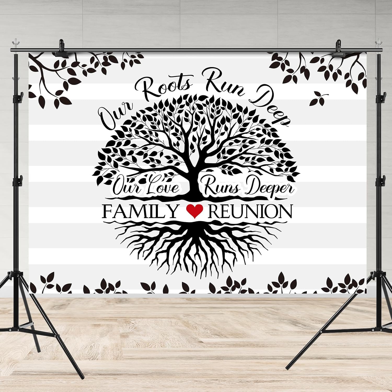 Family Reunion Backdrop Family Tree Leaves Our Roots Run Deep Our Love Runs Deeper Photography Background Family Members Gathering Party Decoration Supplies Banner Photo Booth Props 7x5ft image 4