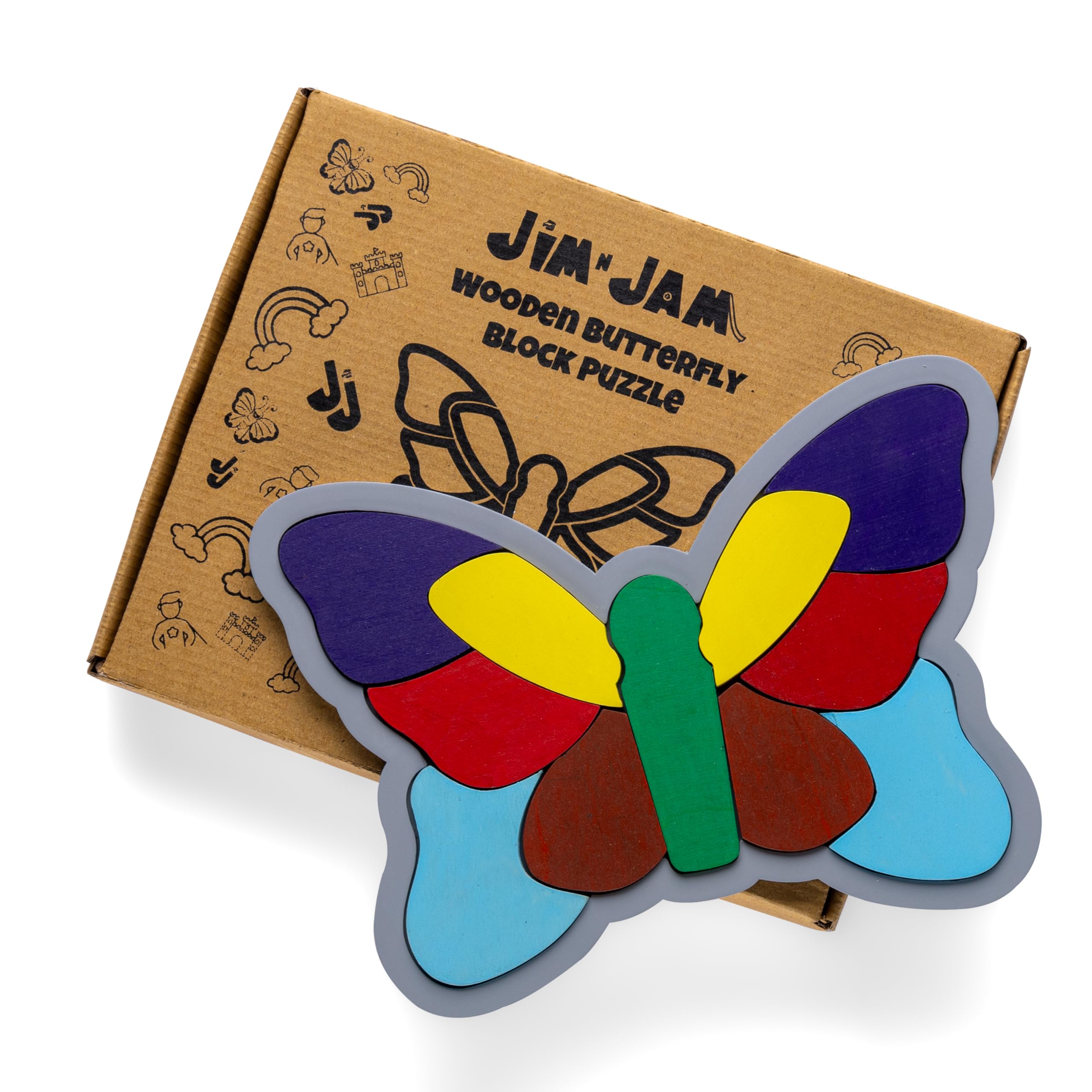 Jim N Jam |Fluttering Fun: Butterfly Wooden Puzzle for Kids