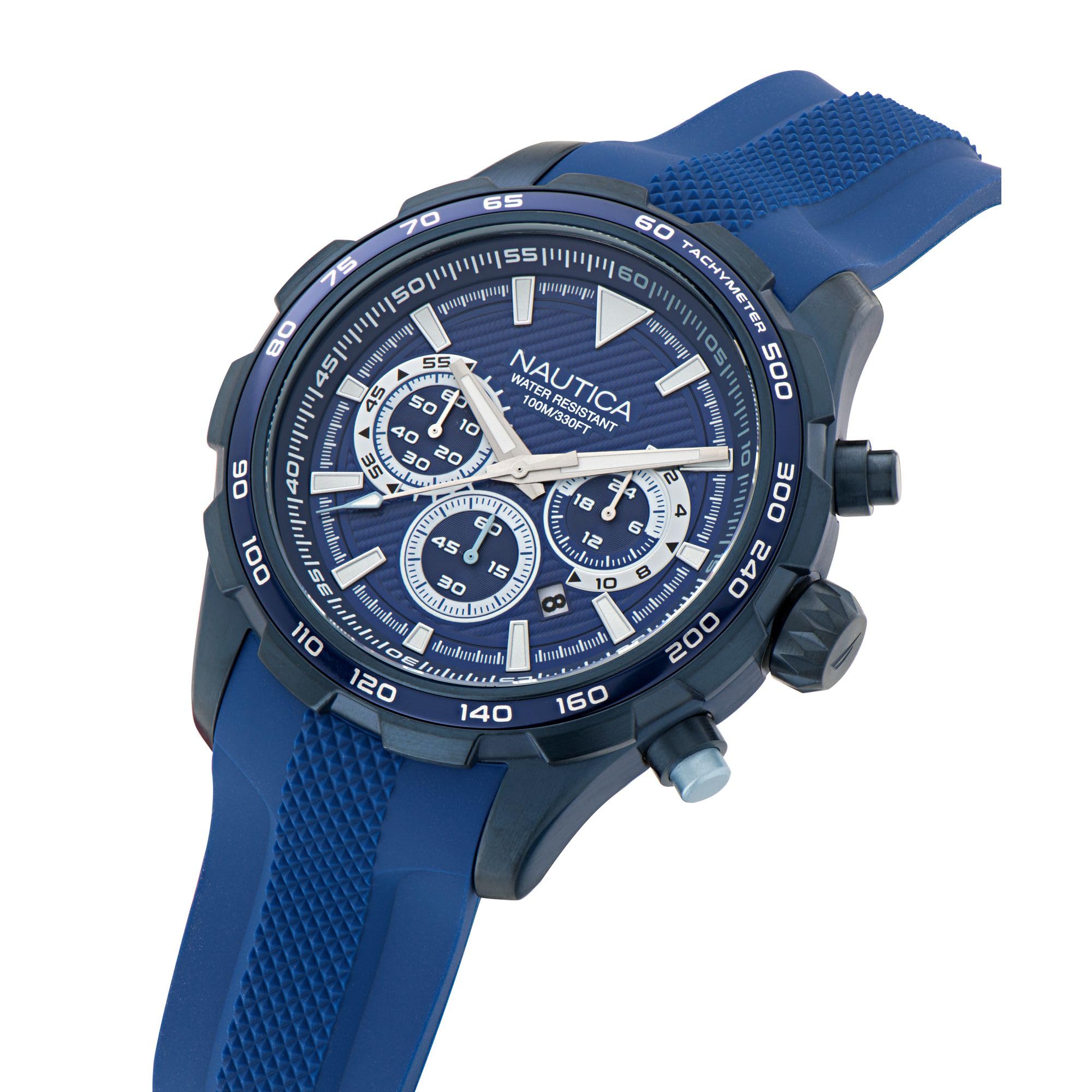 Nautica Reloj cronógrafo NST de 46 mm para hombre, azul/azul/azul, Relojes