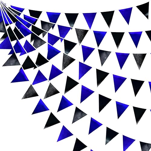 Vista 80 de Decoración de fiesta iridiscente de 33 pies, tela holográfica, banderín triangular, banderín de algodón, guirnalda de banderines para cumpleaños