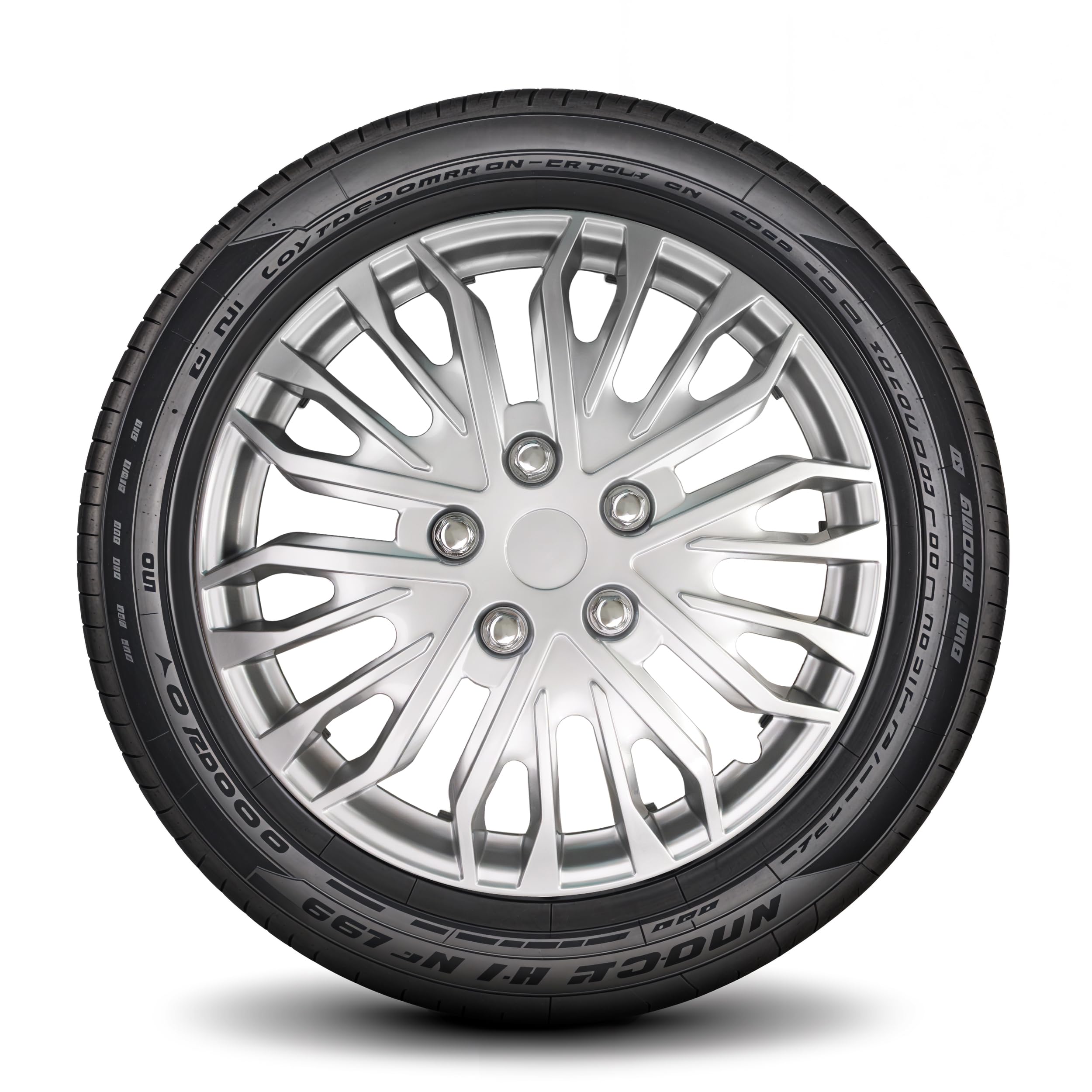 LYDS Eurosport Silver Universal 15 inch Premium ABS Hubcap Wheel Cover Replacement Set of 4 - HWC-15S