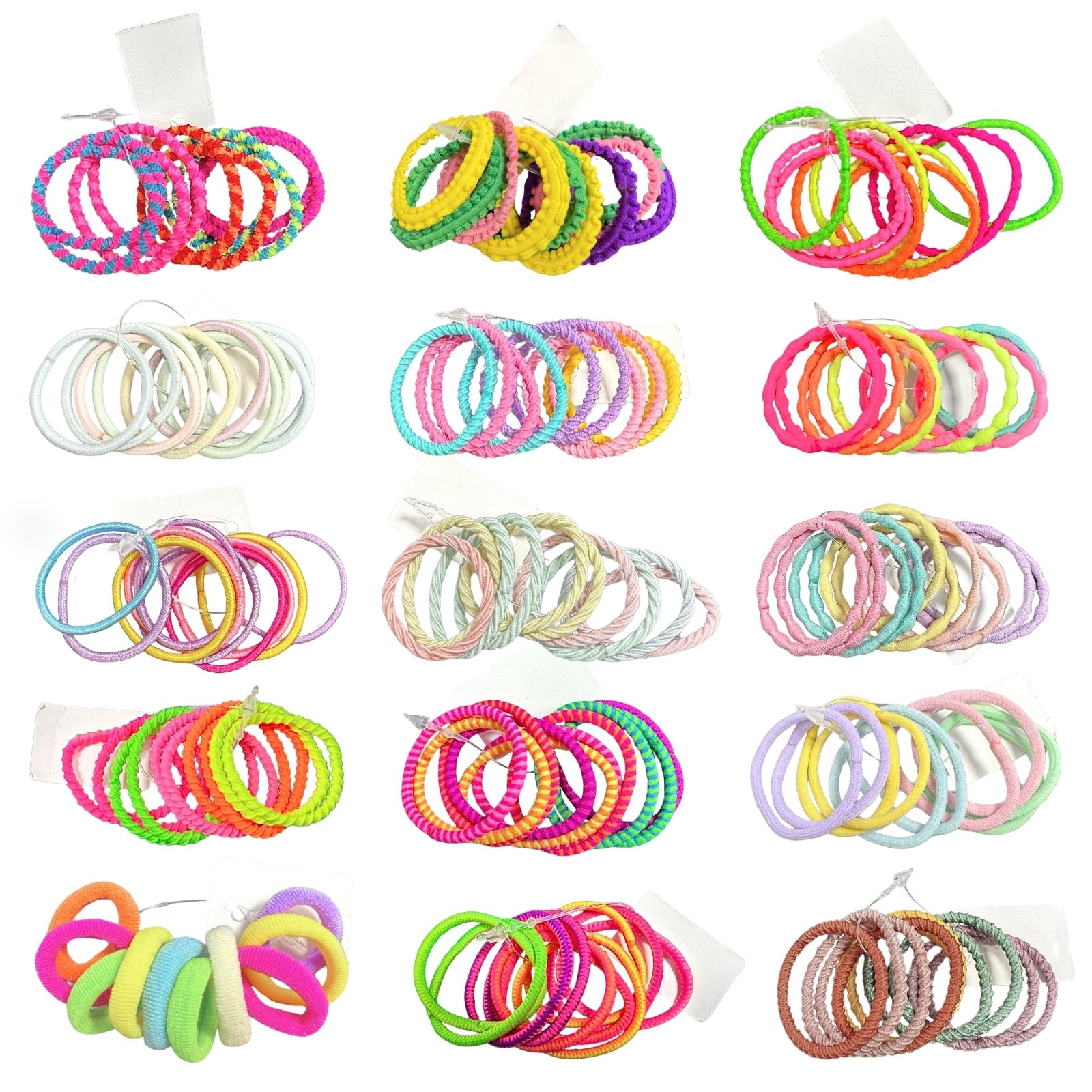 LUFFLOK 150 Pieces Multicolor Hair Ties, 15 Style Hair Bands for Girls and Baby Hairbands Ponytail Holders Hair Tie