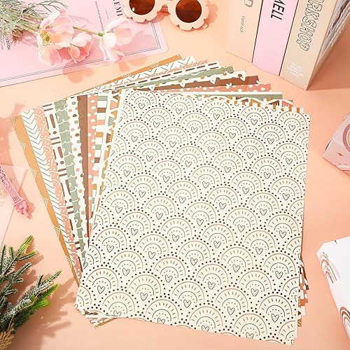 Miniatura 4 de Whaline 12 hojas de vinilo bohemio de transferencia de calor, retro, bohemio, arco iris, corazón, lunares, rayas, HTV para planchar en vinilo