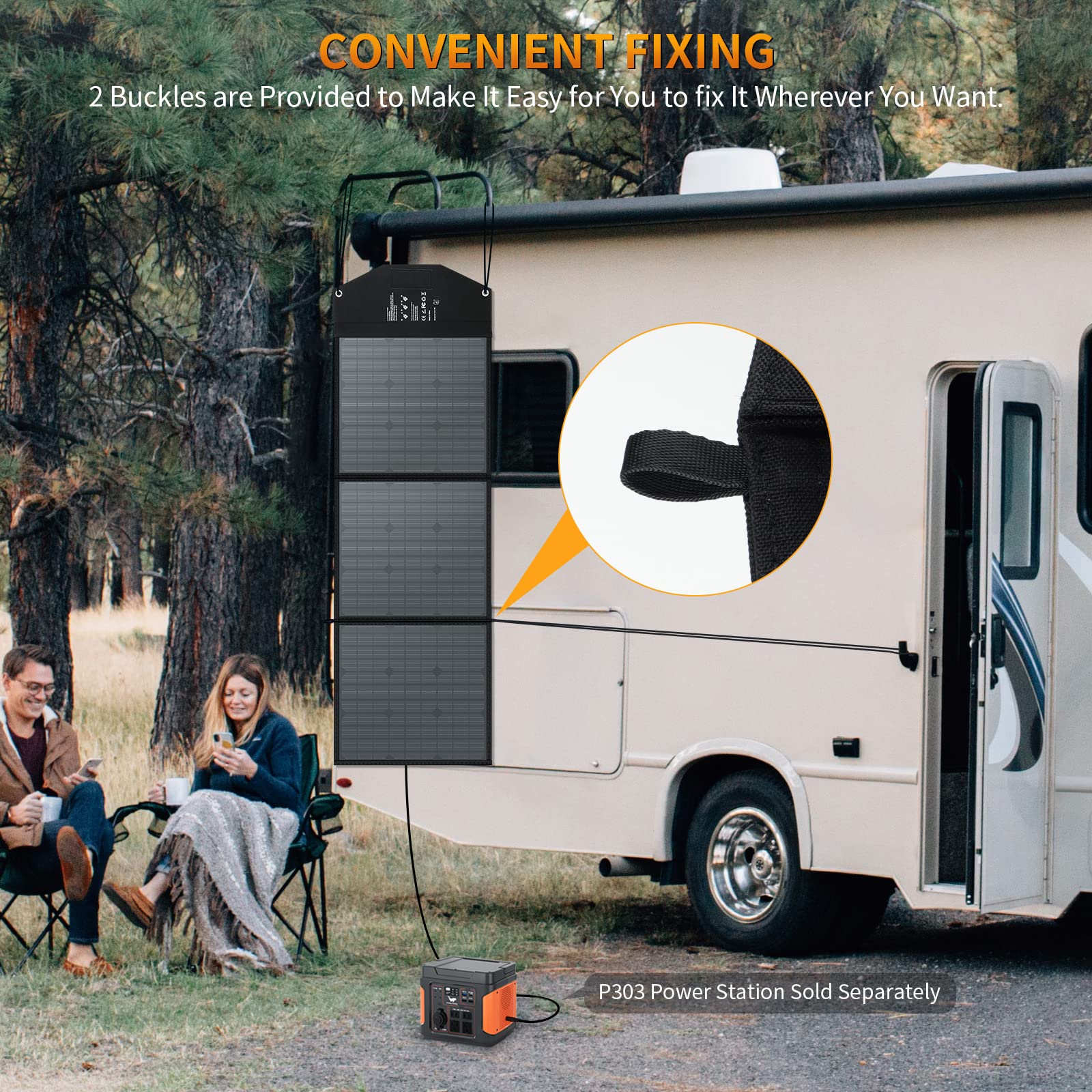 Ecosonique120W Portable Solar Panel, 18V Foldable Solar Panel Kit with